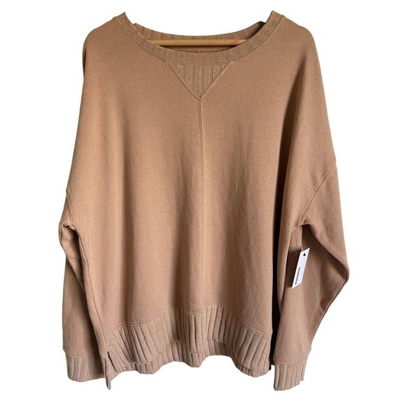 New! Sonoma Tan Brown Pullover Sweatshirt Size XL MSRP $36 Crew Neck Oversized R - Picture 1 of 7